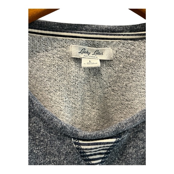 Lucky Lotus California Blue Marled Sweatshirt High Low Hem‎ Size Large - Picture 3 of 5